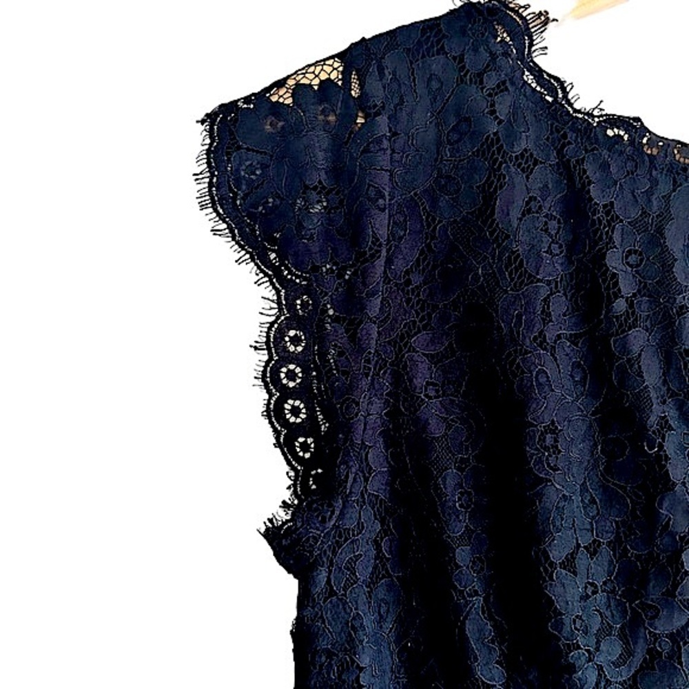 Joie Lebanon Black V-Neck Eyelash Sleeveless Womens Cocktail Lace Dress Size M - Picture 12 of 15